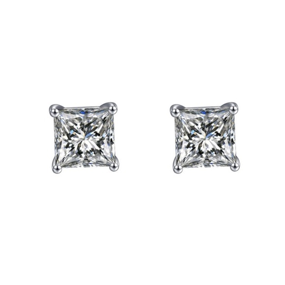 925 stamped silver diamonds earrings/ear studs - Picture 5 of 5